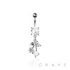 316L SURGICAL STEEL MULTI CZ CHERRY NON DANGLE BELLY BUTTON NAVEL RING 